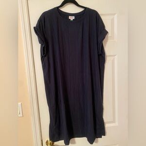 NWT Lularoe Chelsea T Shirt Dress Navy Blue Ribbed Size XL